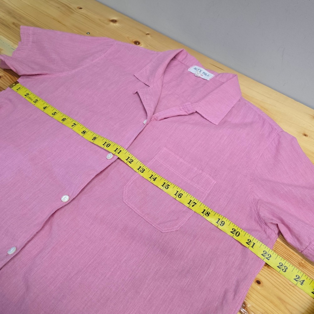 Alex Mill Wash & Go Shirt Womens L Pink Cotton Short Sleeve Camp Collar Casual - Picture 9 of 11